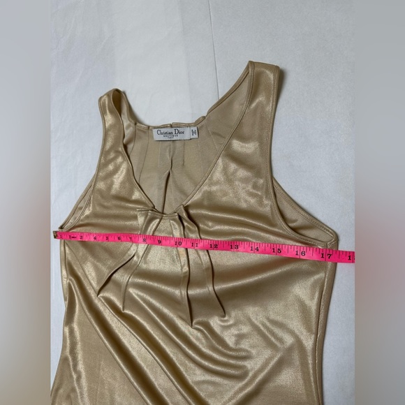 Christian Dior Gold Metallic Tank Vest Sleeveless Top w. pleats 🌟 - Picture 7 of 9